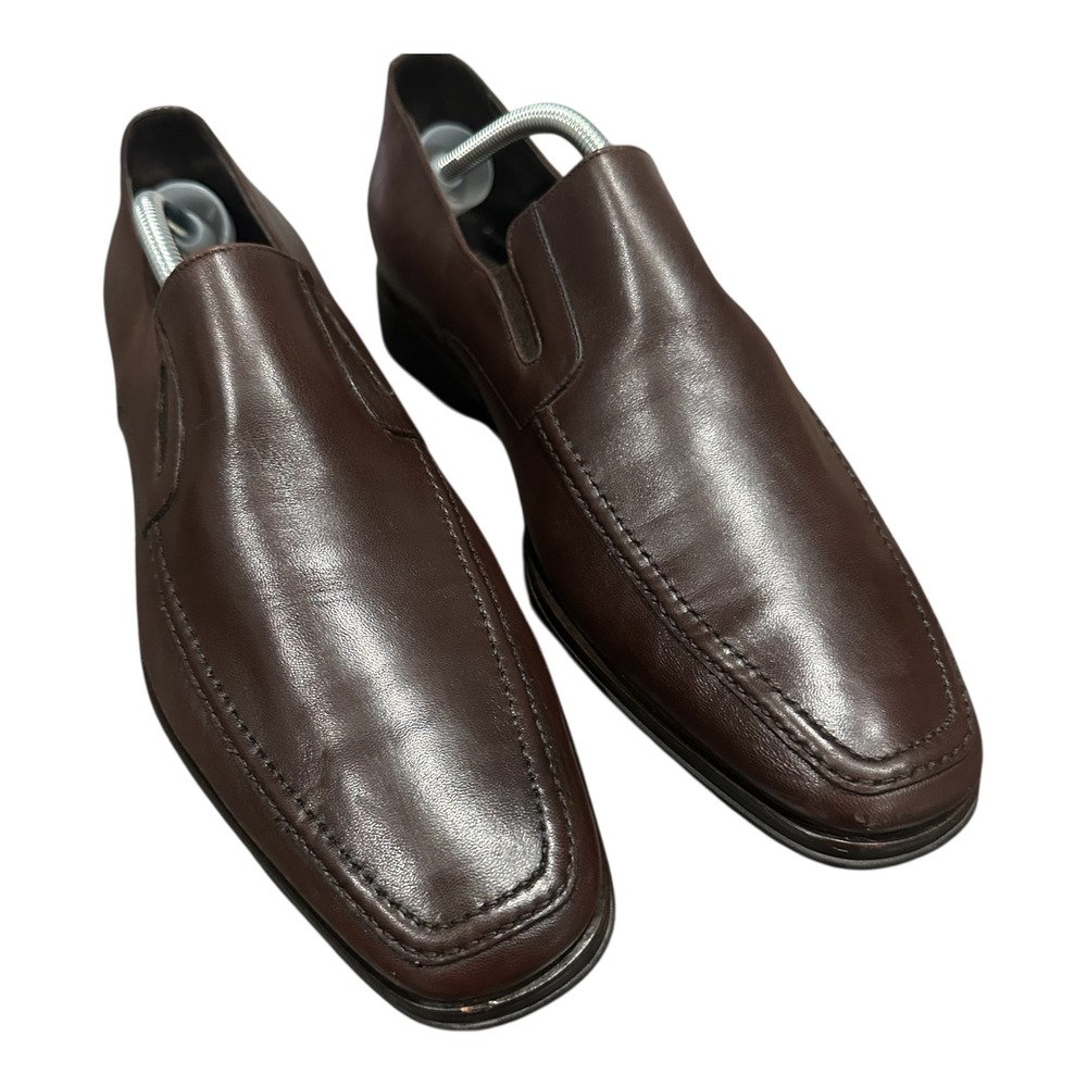 Bruno Magli Raging Men's 9.5 W Brown Leather Slip-On Loafers Made Italy